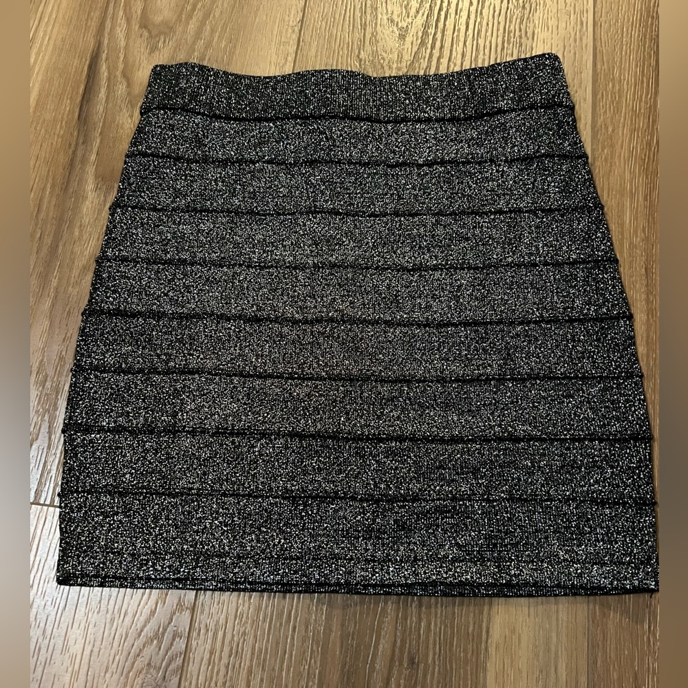 Sparkly gun metal mini skirt
